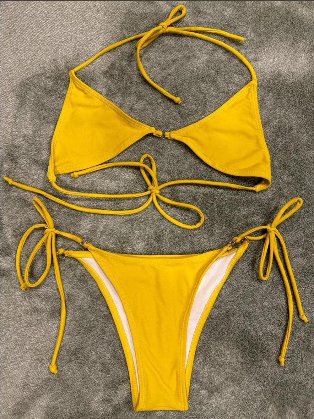 Tie-Side Yellow Triangle Bikini Set